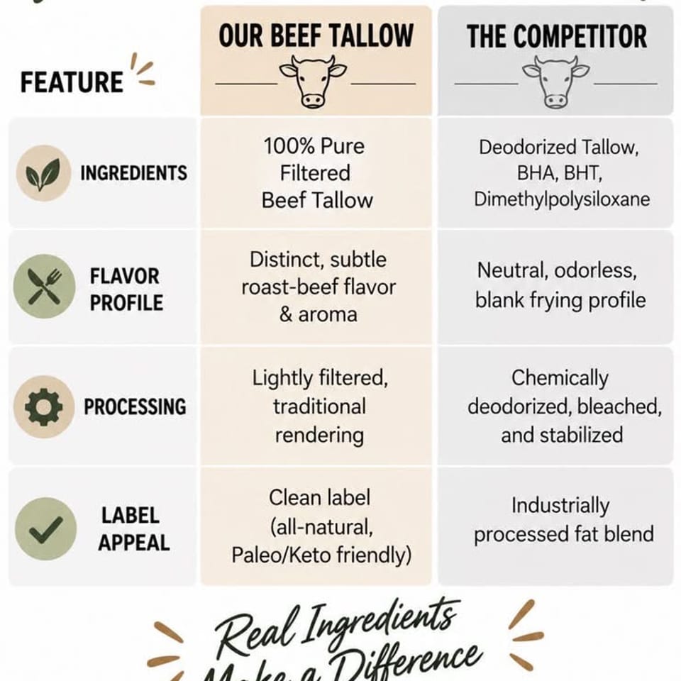 Beef tallow comparison graphic