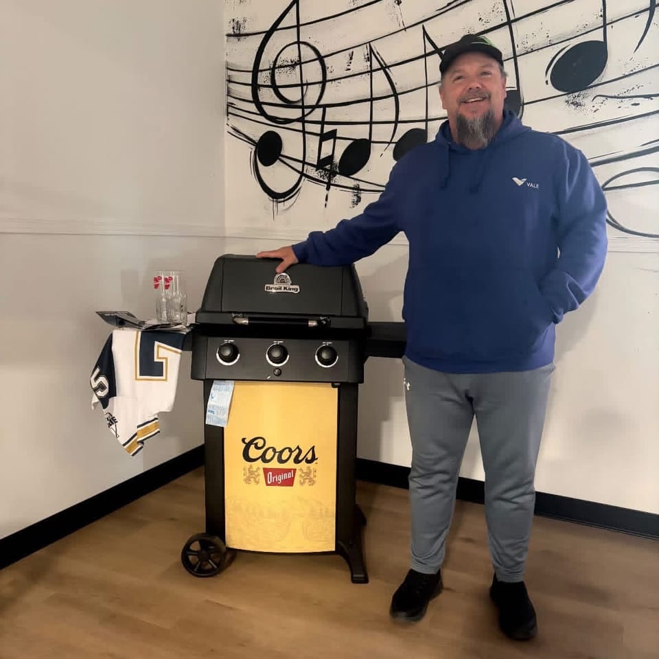Guest beside a barbecue giveaway
